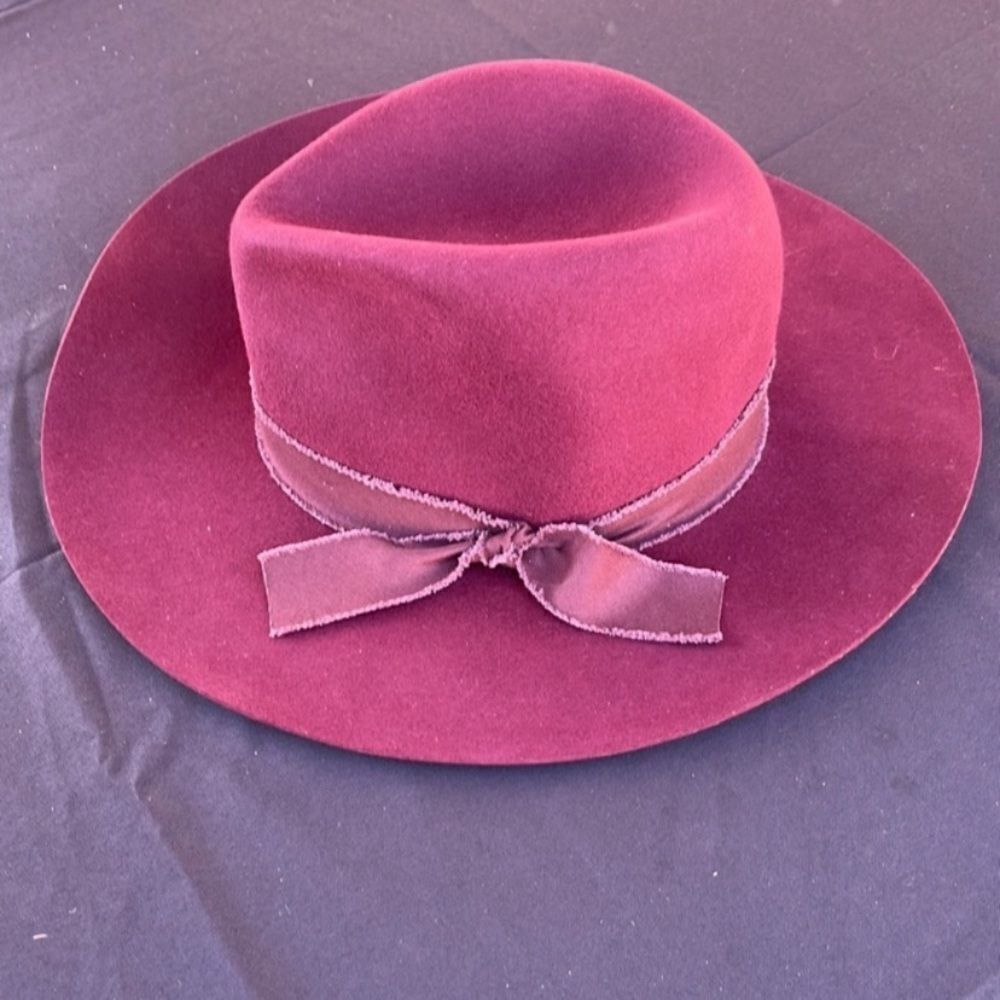 Free People Olive & Pique Kanan Felt Hat Burgundy One Size 23”